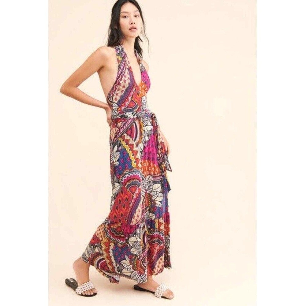 Anthropologie Maeve Cynthia Halter Summer Maxi Stretchy Rayon Boho Chic XS $148